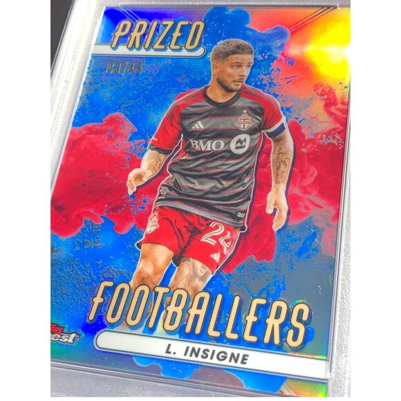 2023 Topps Finest MLS Prized Fusions Blue/Red #PFF-4 Lorenzo Insigne /45 PSA 9 - Picture 6 of 7